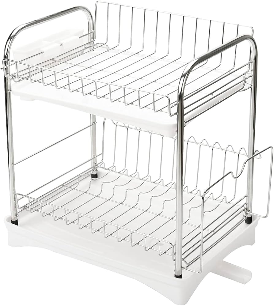Amazon｜食器 水切りかご 2段式水切りラック バスケット ステンレス製
