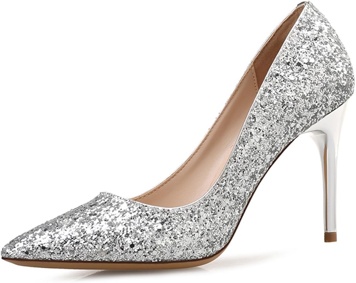 Amazon | [cnstone] シルバー パンプス ヒール 5cm 7cm 10cm 結婚式