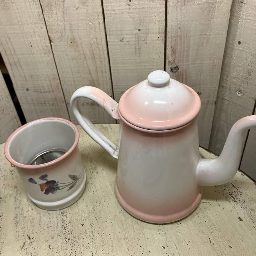 Amazon | 野田ホーロー 花柄アンティーク 2段 コーヒーポット | 有限