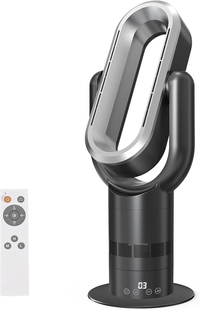 Amazon | 扇風機 羽なし 1年中使える 冷暖兼用 タワーファン 温風 冷風