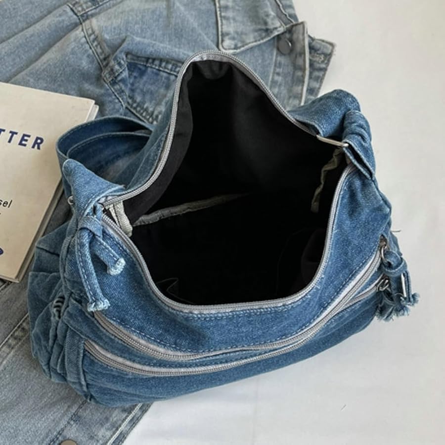 Amazon.com: Women's Retro Large Canvas Denim Shoulder Bag Denim