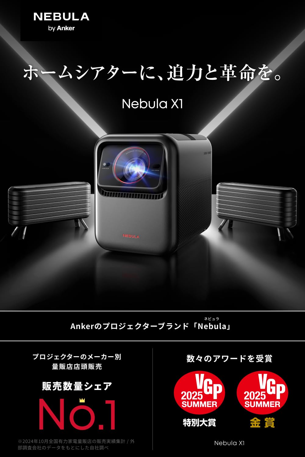 Amazon.co.jp: Anker Nebula X1 プロジェクター & 専用サテライト