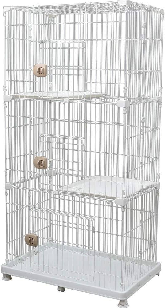 Amazon | アイリスオーヤマ 猫 ケージ 3段 キャスター付 簡単組み立て
