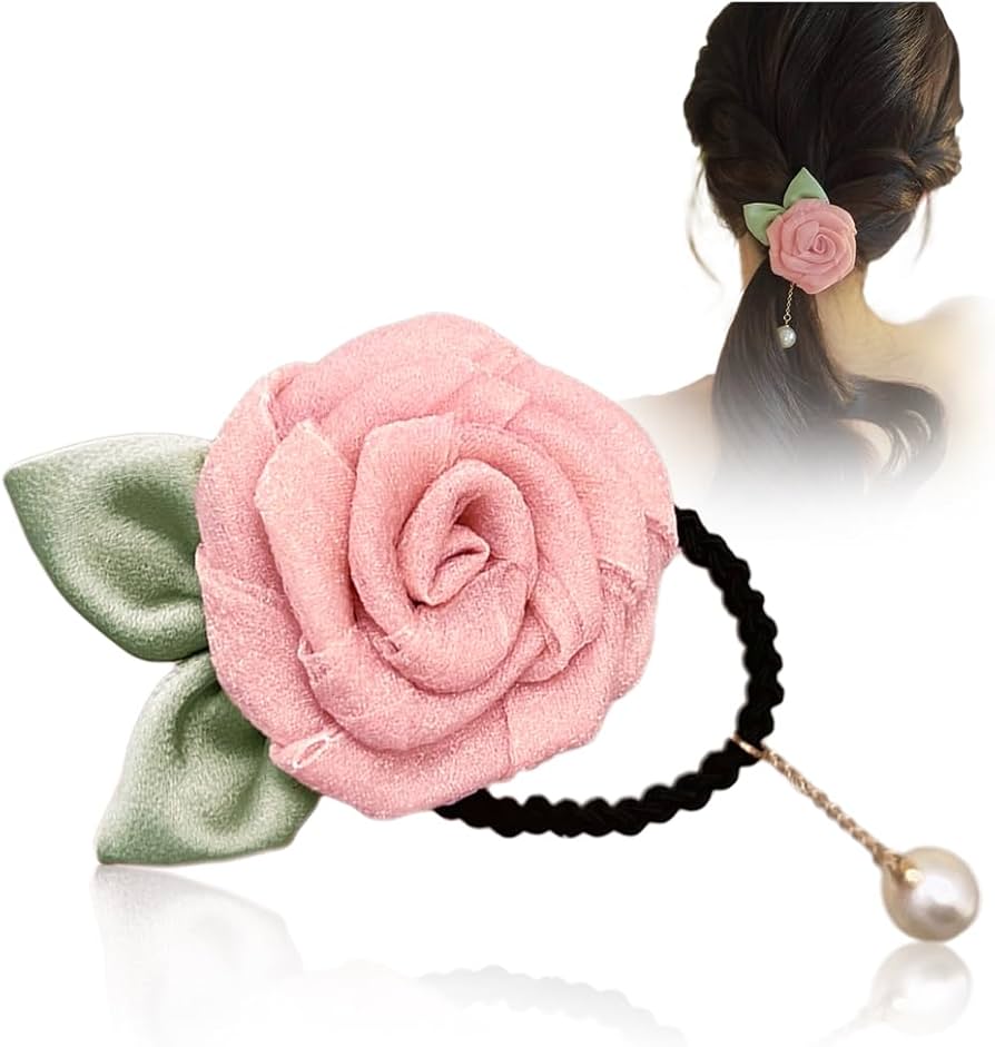 Amazon | FASELE ヘアゴム 髪ゴム 華やか 薔薇の花 立体花 髪留め 森