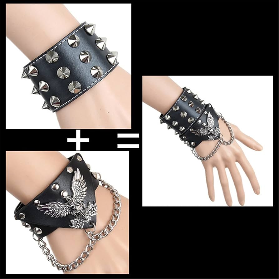 Amazon.co.jp: パンク革腕輪 レザーブレスレット非主流スタイル