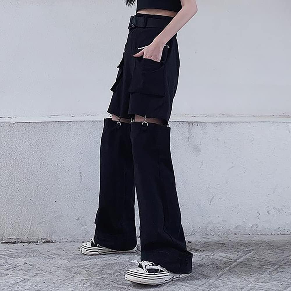 AULKEEP Womens Dual Purpose Detachable Pants Loose Wide Leg Hip