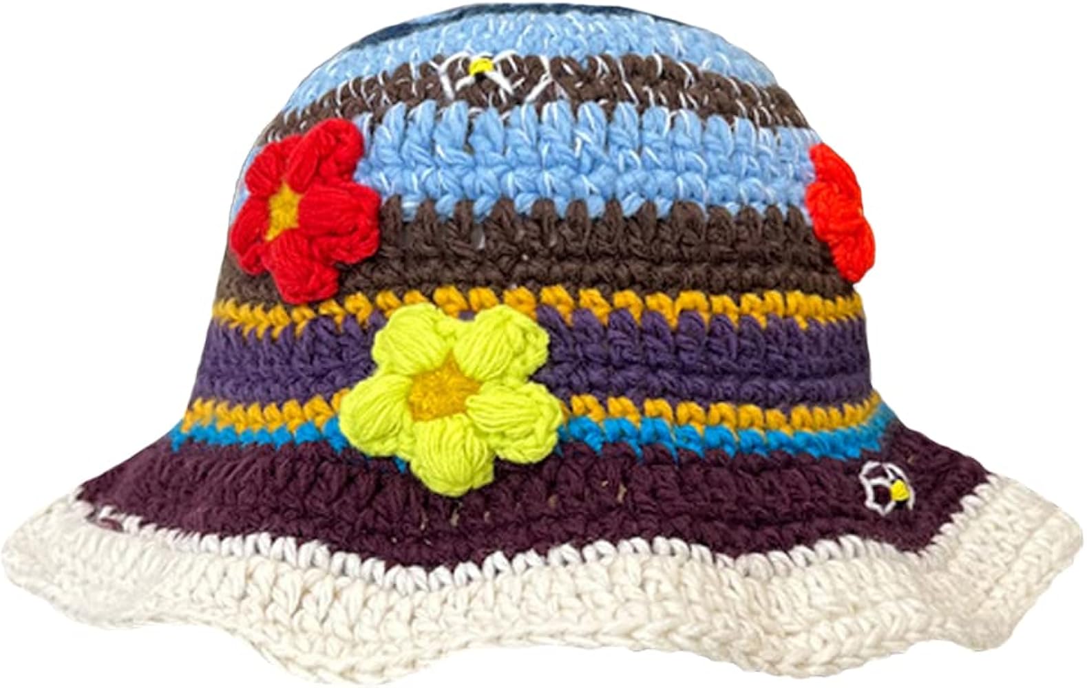 Amazon | JUENAWMIU かぎ針編みバケットハット 女性用 ハンドメイド