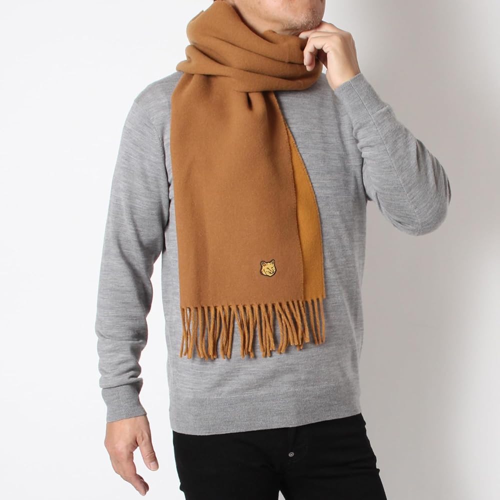 Amazon | Maison Kitsune メゾンキツネ Fox Head Patch Scarf LW06201