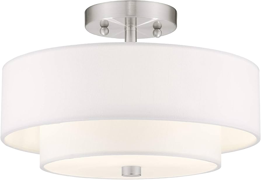 Livex Lighting 51043-91 Brushed Nickel Flush Mount with Off-White
