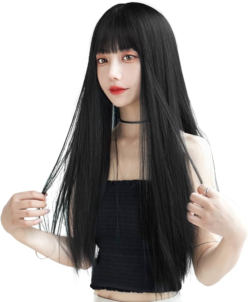 Amazon.co.jp: ウィッグ ロング ストレート 黒 ロングウィッグ 女装