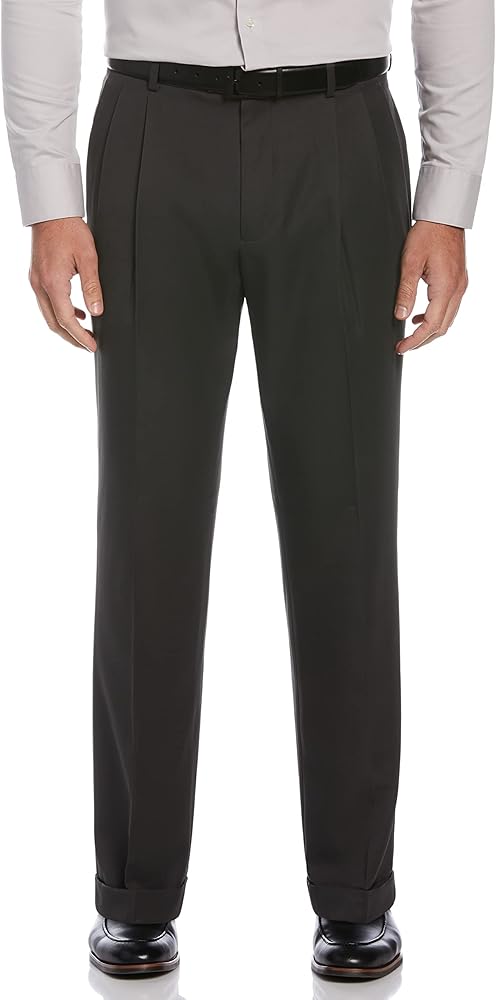 Perry Ellis Men's Classic Fit Elastic Waist Double Pleated Cuffed