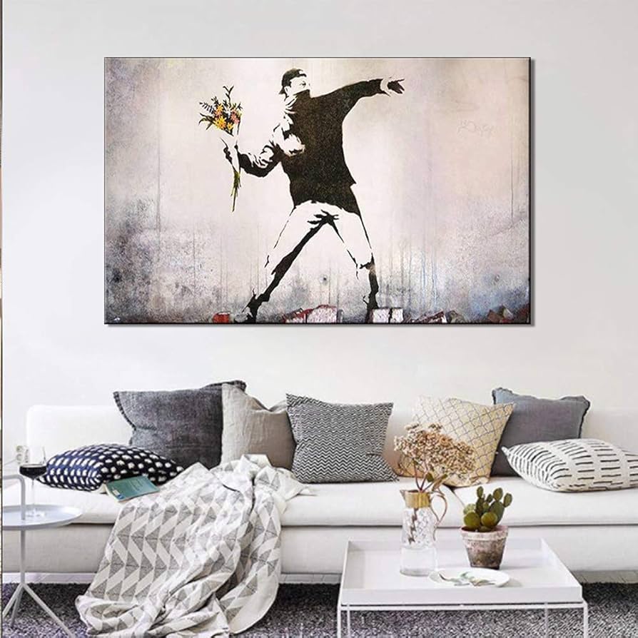 Amazon.co.jp: ZENDA Love Is In The Air ストリートアート バンクシー