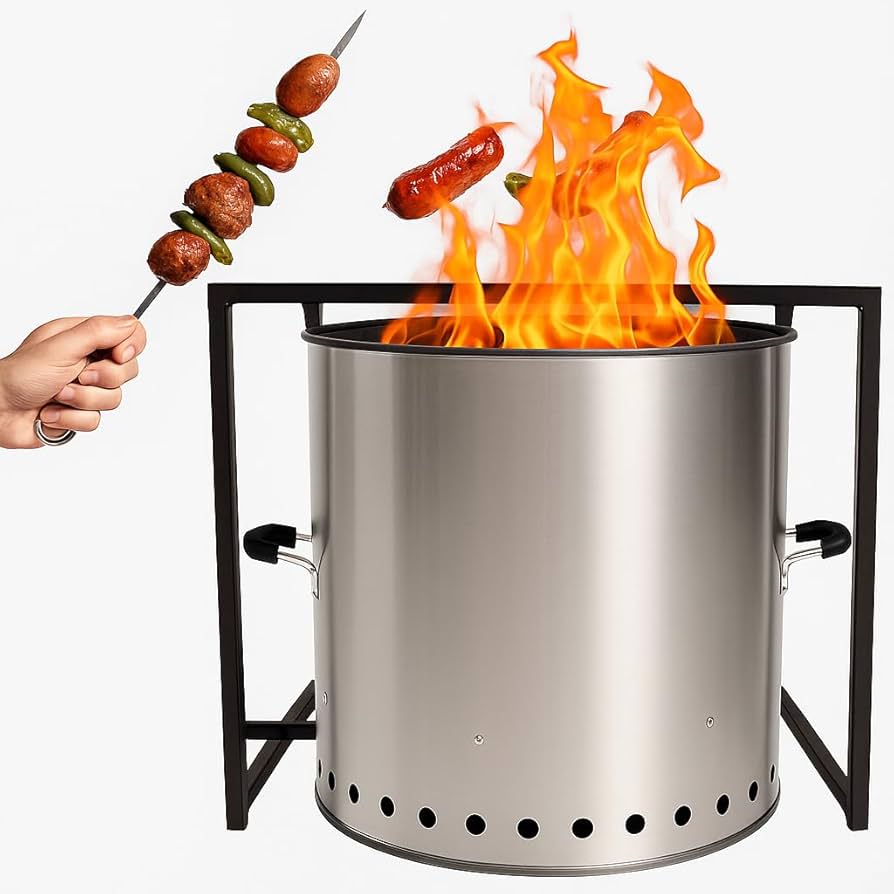 Amazon.com : FEBTECH Smokeless Fire Pit with Cooking Stand, Dual