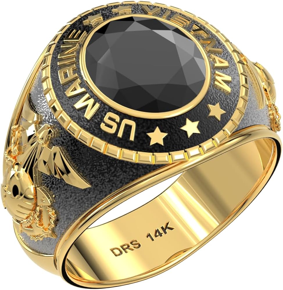 US Jewels Customizable Vietnam Men's 10k White Gold US Marine