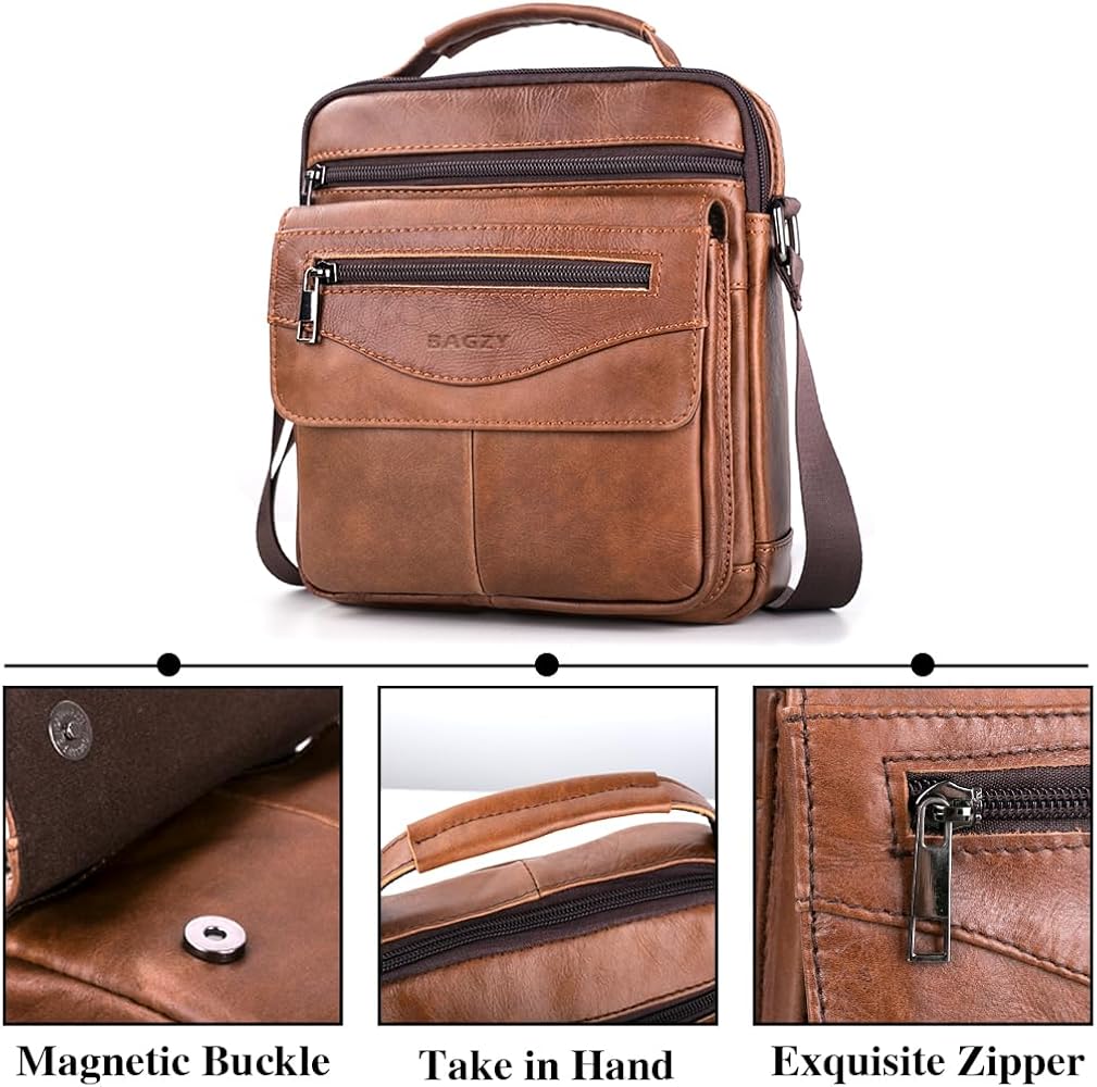 Amazon.com: BAGZY Leather Messenger Bag for Men Shoulder Bag for
