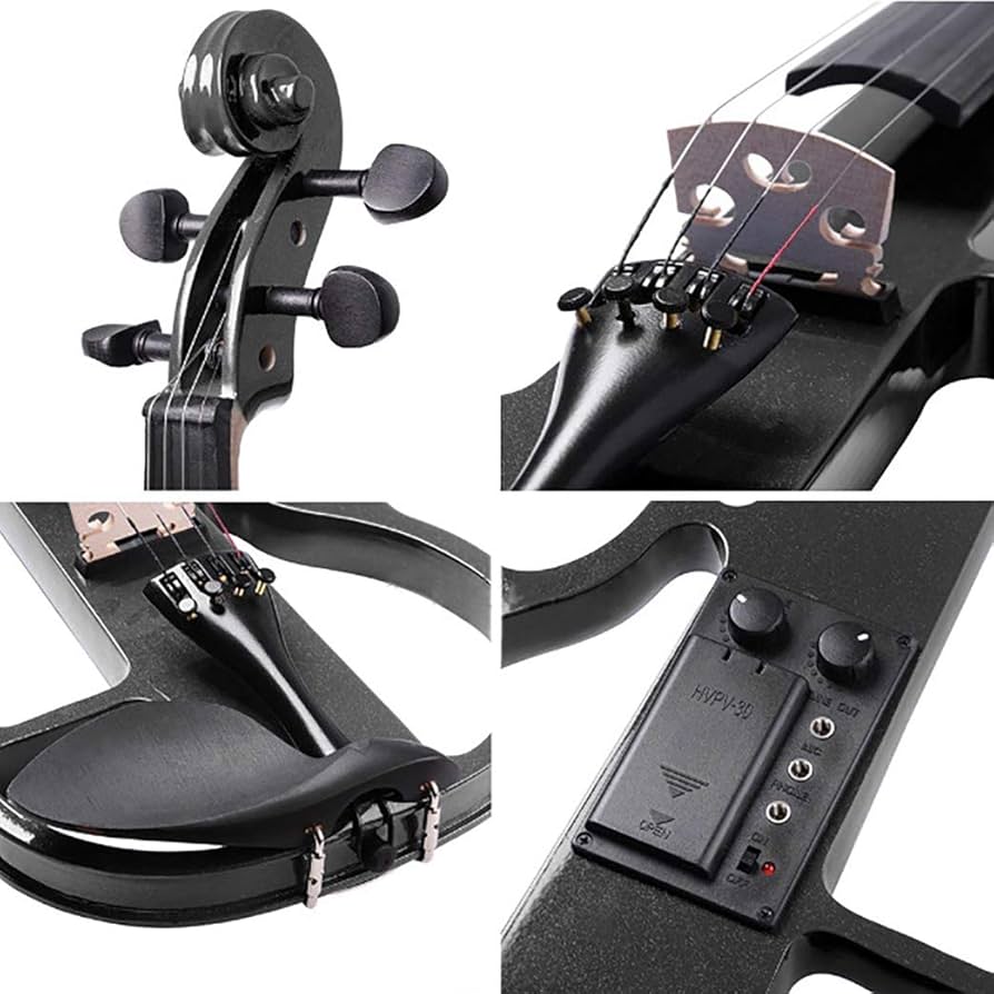 Amazon | 初心者4/4エレクトリックバイオリンエボニーサイレント