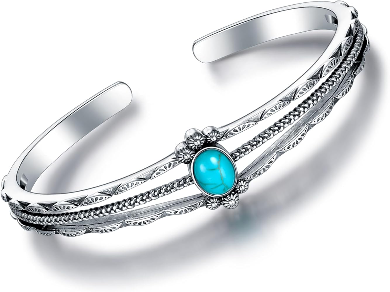 Amazon.com: DOLIOX Genuine Turquoise Bracelet, Sterling Silver