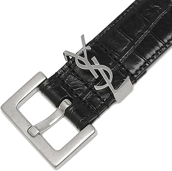 Amazon | [サンローランパリ] ベルト モノグラム ブラック シルバー