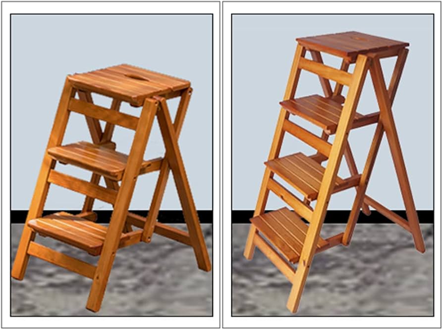 Amazon｜木製折りたたみ式脚立 木製折りたたみ式ステップスツール 大人
