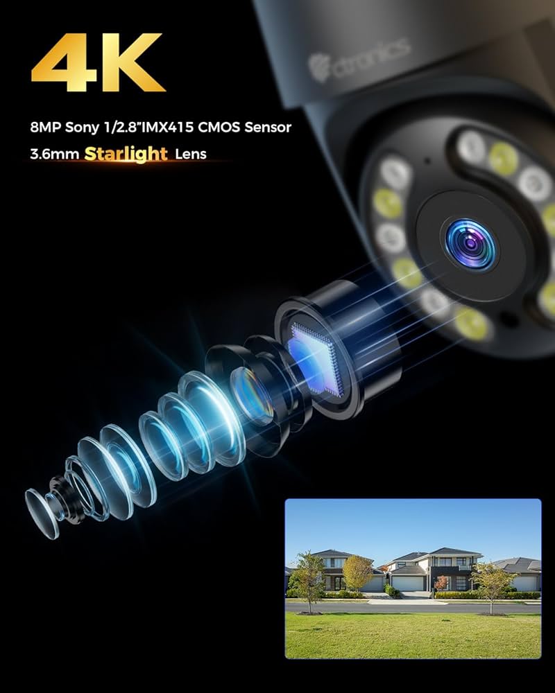 Amazon.com : Ctronics 4K 8MP Security Camera Outdoor, PTZ Camera