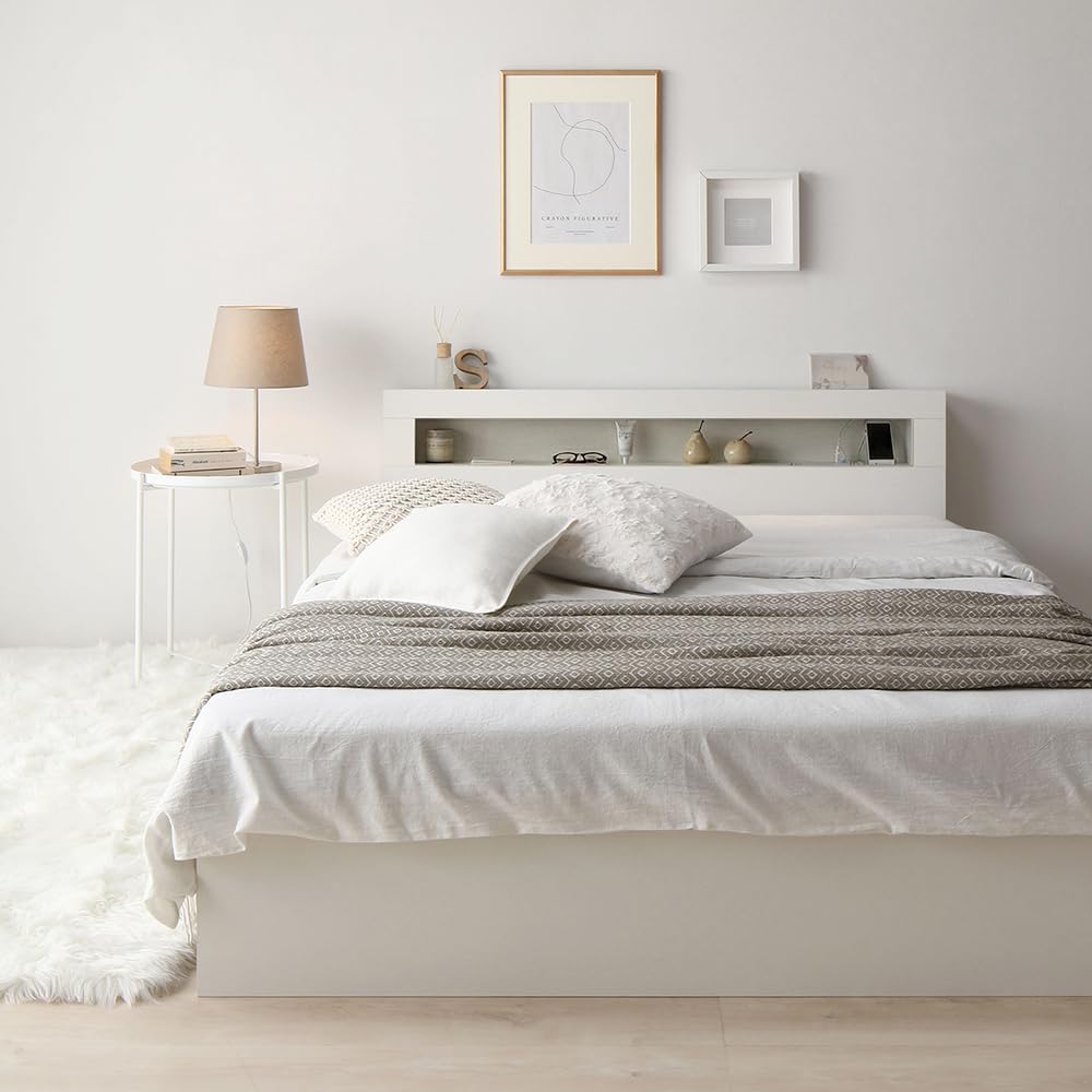 Amazon｜RASIK ベッド シングル フレームのみ ホワイト 収納付き