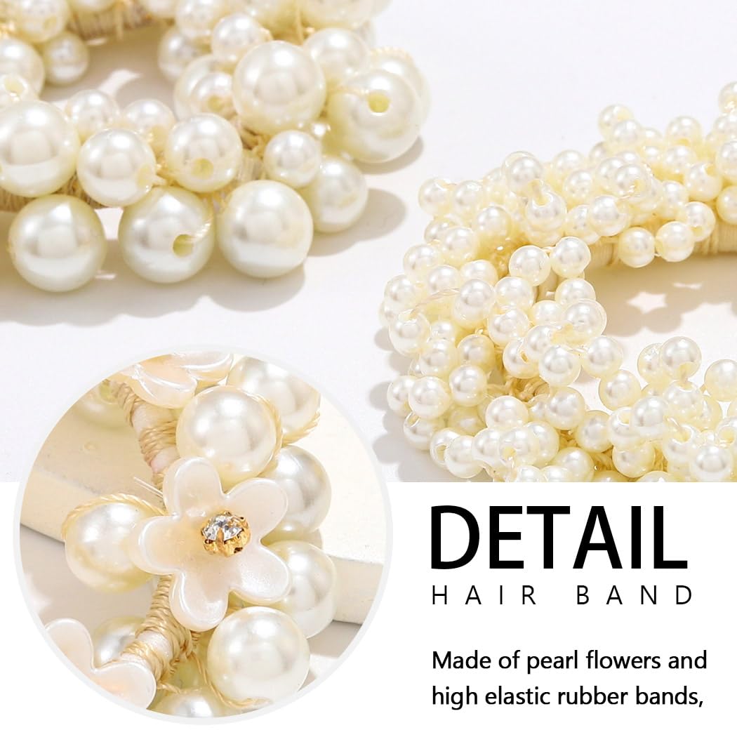 Amazon.com : Fashey Pearl Hair Tie Flower Scrunchies Fancy