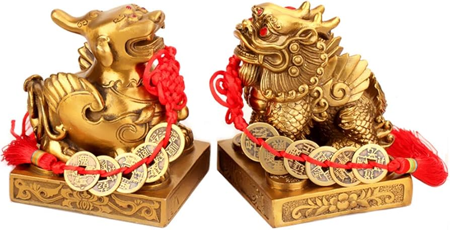 Amazon.co.jp: 貔貅 ヒキュウ 雄雌セット 一対 銅製 風水グッズ 風水