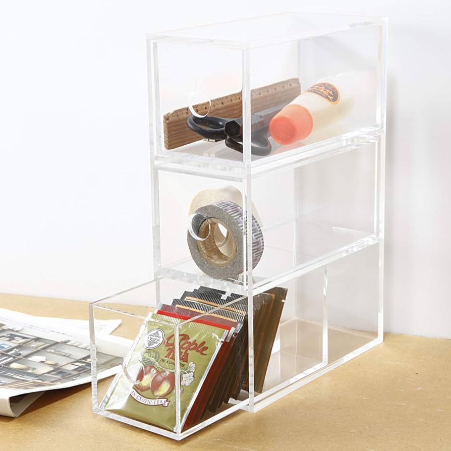 Amazon｜無印良品 アクリル小物収納・3段 約幅8.7×奥行17×高さ25.2cm