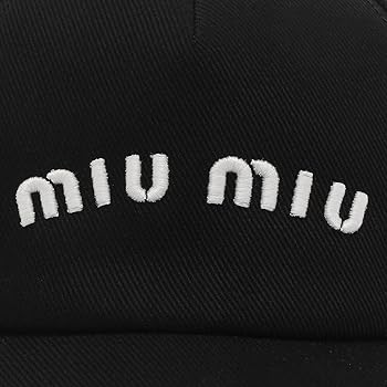 Amazon | [ミュウミュウ] 帽子 ドリル ベースボールキャップ ブラック