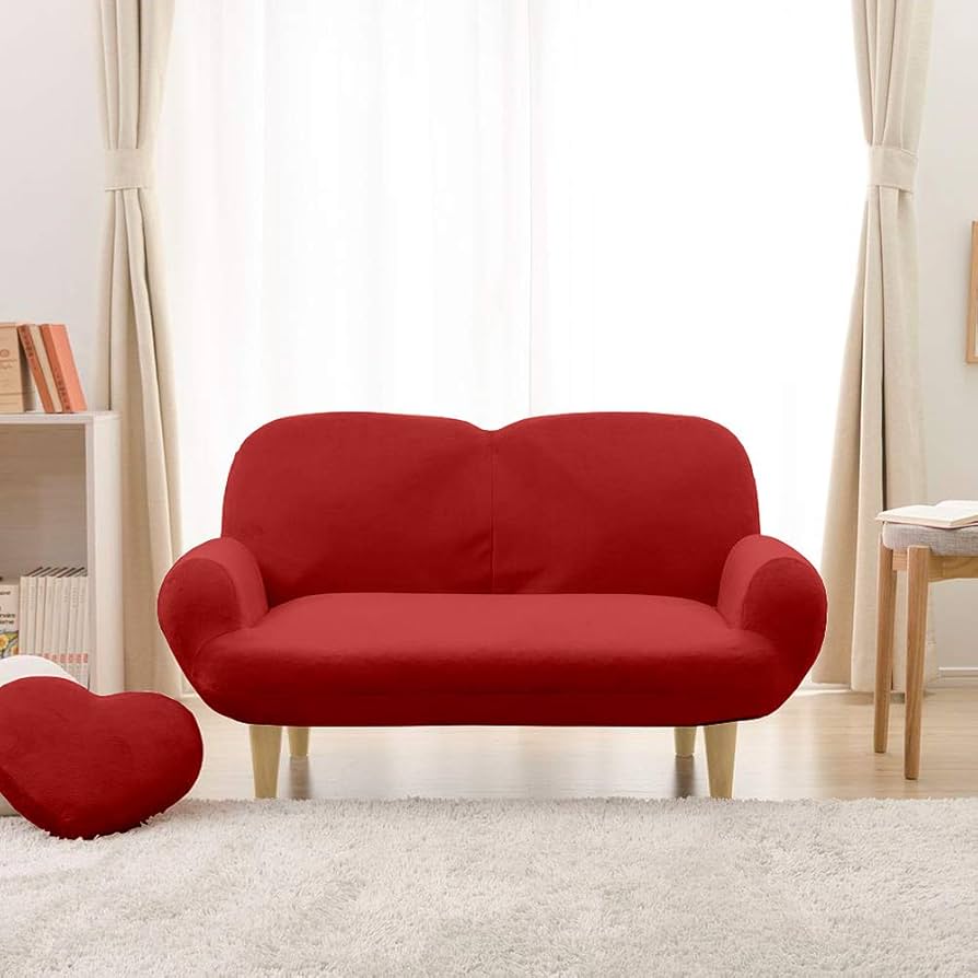 Amazon｜コンパクトソファー/ローソファー 【レッド・ナチュラル脚
