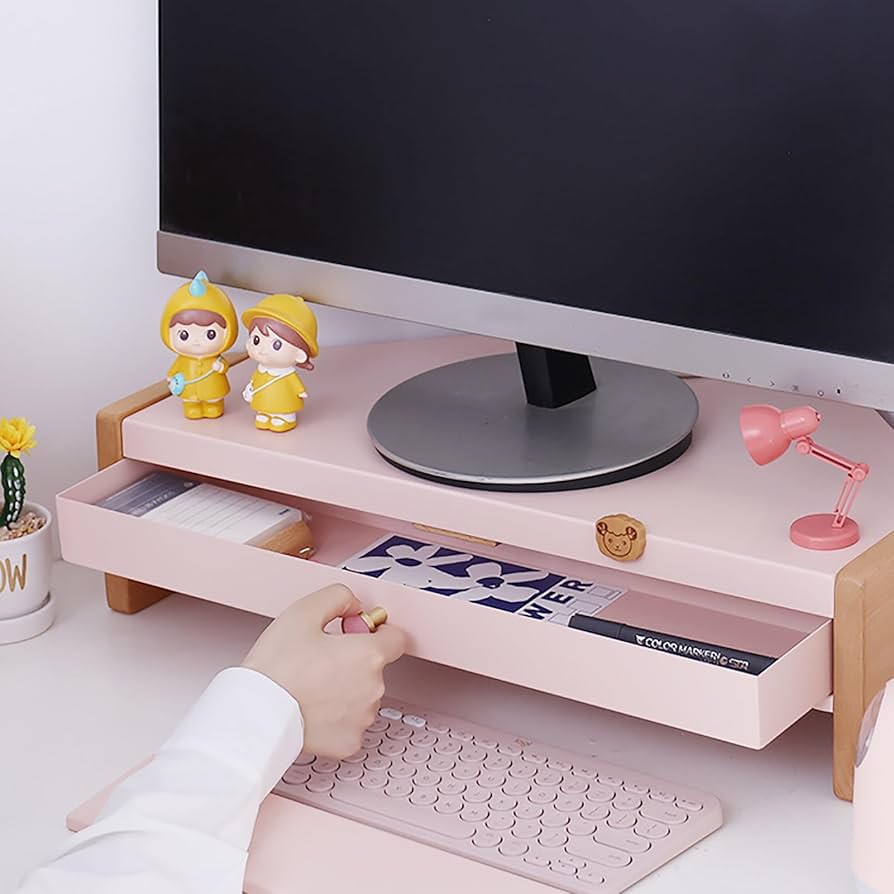 Amazon.co.jp: モニター台 卓上 ピンクのコーナースクリーンスタンド