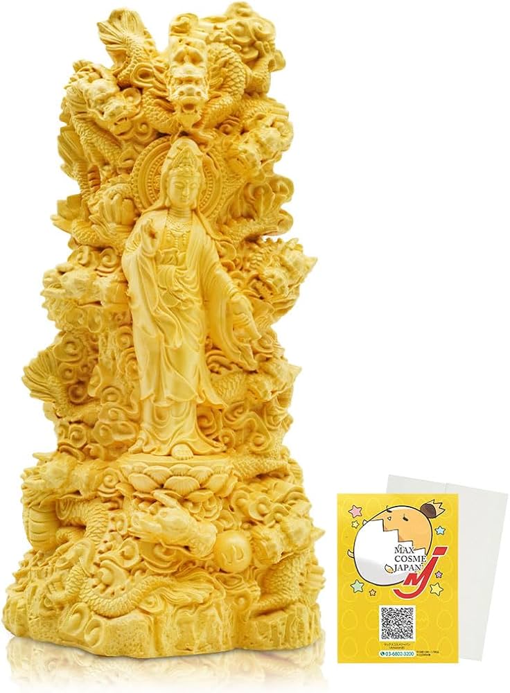 Amazon｜マックスコスメジャパン 九龍観音菩薩 仏像 木彫り 置物 金運
