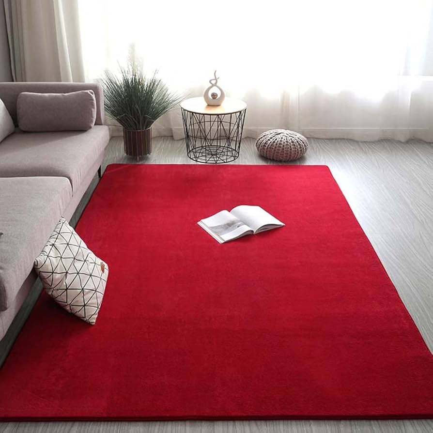 Amazon｜ラグ 赤 無地 リビング/ベッドルーム 洗える カーペット