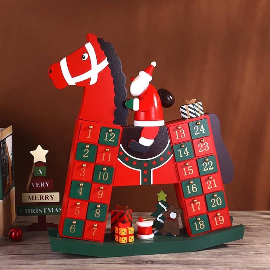 Amazon.co.jp: WOYAサンタ乗馬馬木製クリスマスカウントダウン