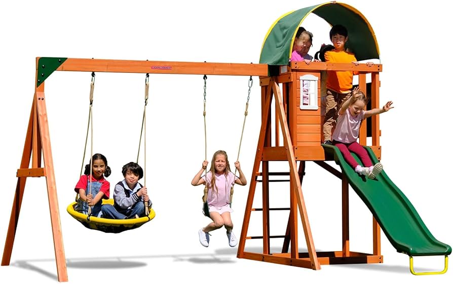 Amazon.com: Sportspower Amelia Heavy Duty Wooden A-Frame Swing Set