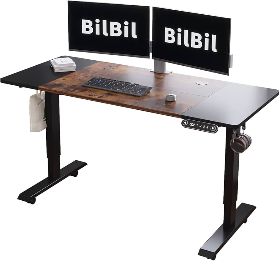 Amazon | BilBil 昇降式デスク パソコンラック 電動昇降式 机 140×60CM
