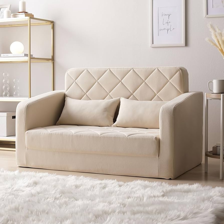 Amazon｜RASIK ソファーベッド 2人掛け 3WAY アイボリー ダイヤキルト