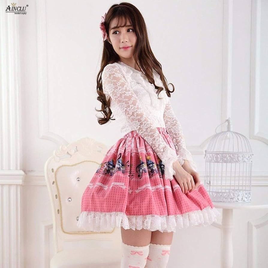 Amazon.co.jp: ロリータ甘いプリンセスプリーツスカートピンクのアリス