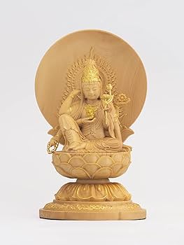 Amazon.co.jp: 極小仏 如意輪観音 10.5cm（木製：ツゲ 金泥仕上）＿