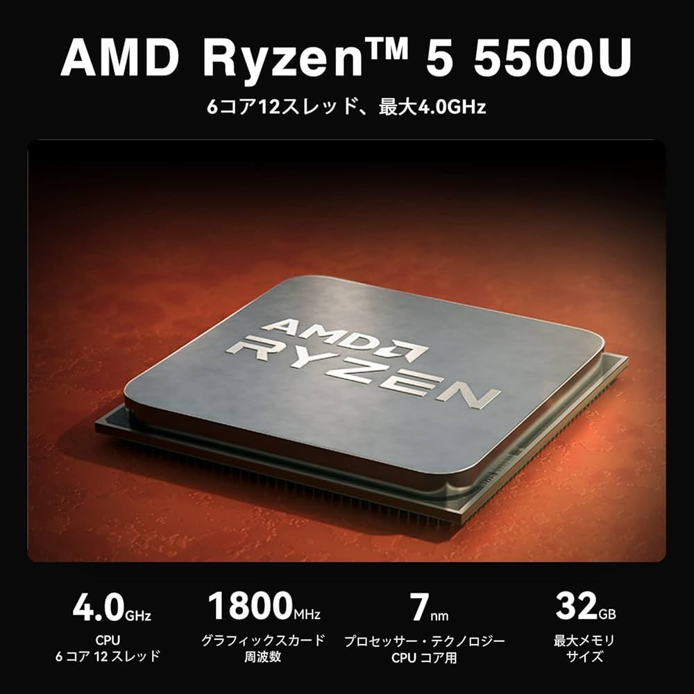 Amazon.co.jp: ミニ PC Ryzen 5 5500U 11 Pro 最大 4.0GHz、6 コア/12