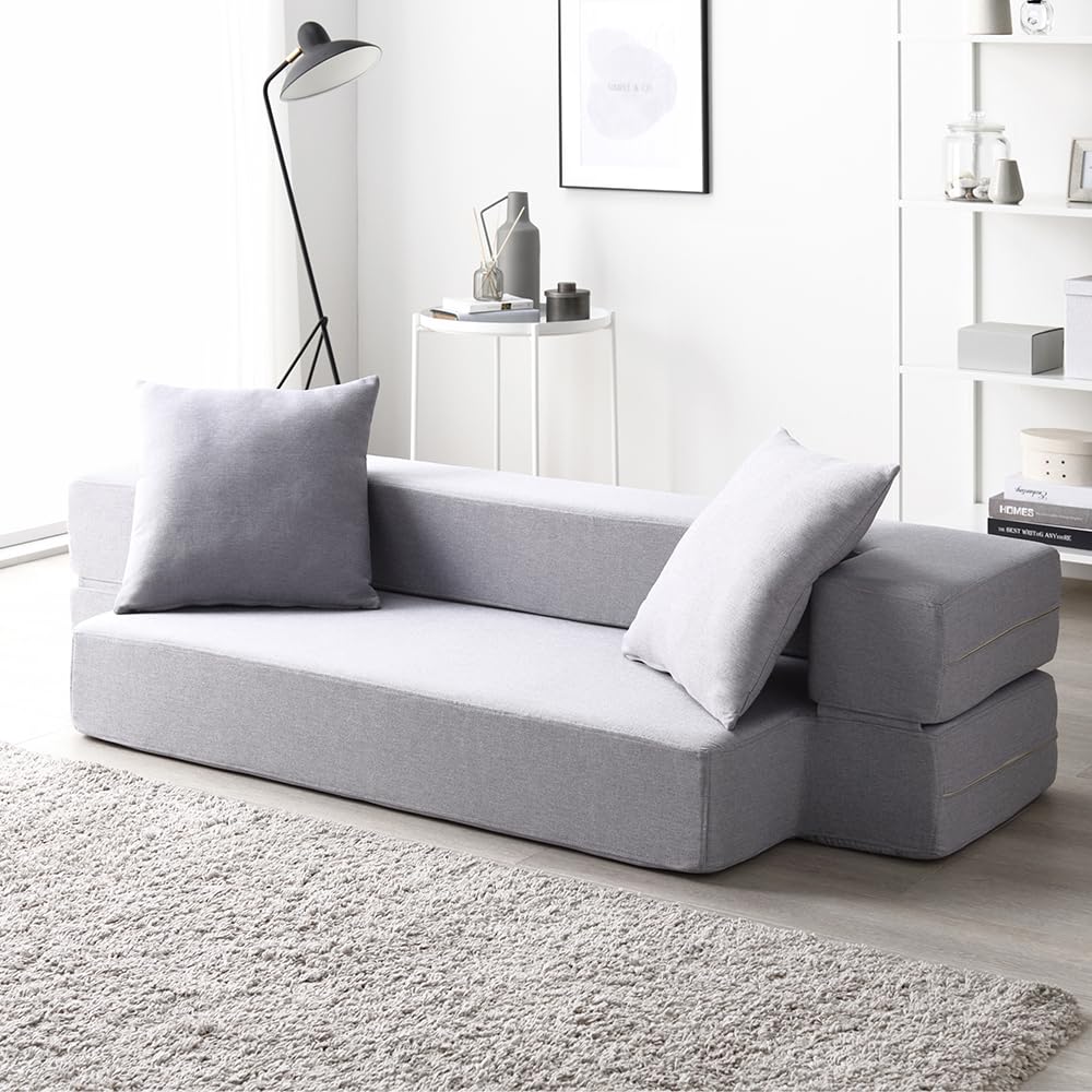 Amazon｜RASIK ソファーベッド 2人掛け グレー カバーリング仕様 洗濯