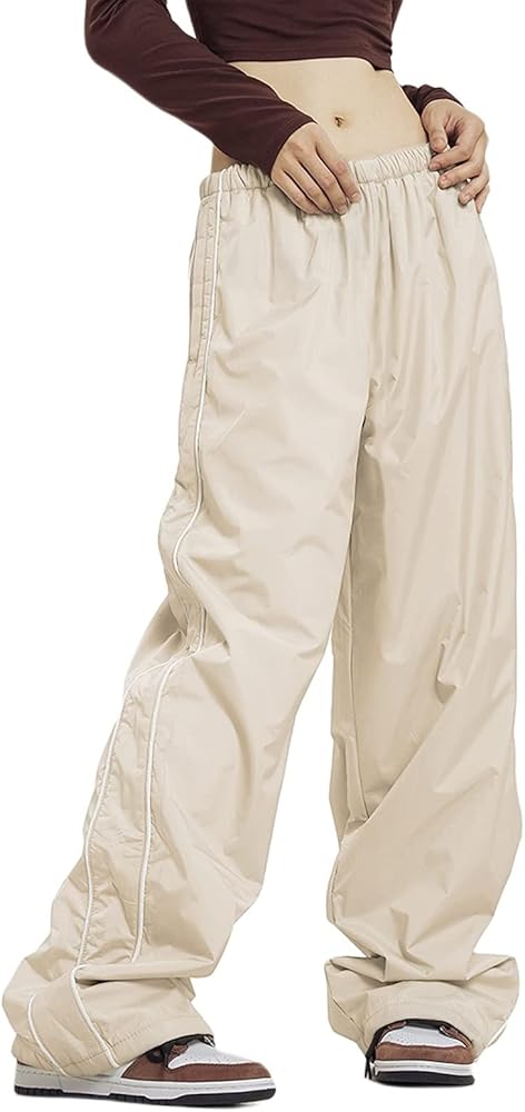 Aopwsrlyi Womens Parachute Pants Baggy Cargo Pants Elastic Low