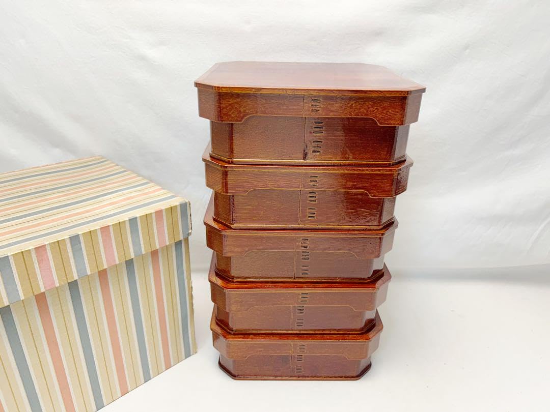 Amazon.co.jp: 懐石道具 木製 大徳寺 弁当 縁高重箱 五客揃 刻印 元箱