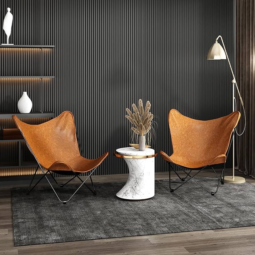 Amazon｜レザーリビングルームチェア バタフライチェア 怠惰なレジャー