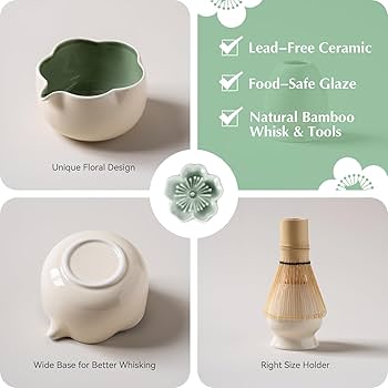 Amazon.com: ChaseWind Matcha Set, 8Pcs Floral Ceramic Matcha Set
