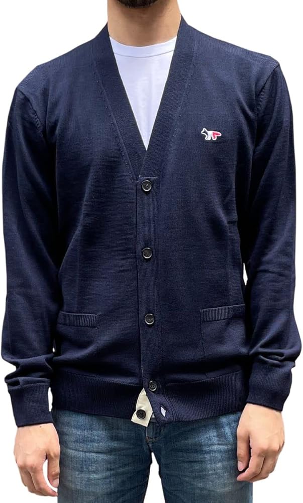 Amazon | [メゾンキツネ]カーディガン M ネイビー TRICOLOR FOX PATCH