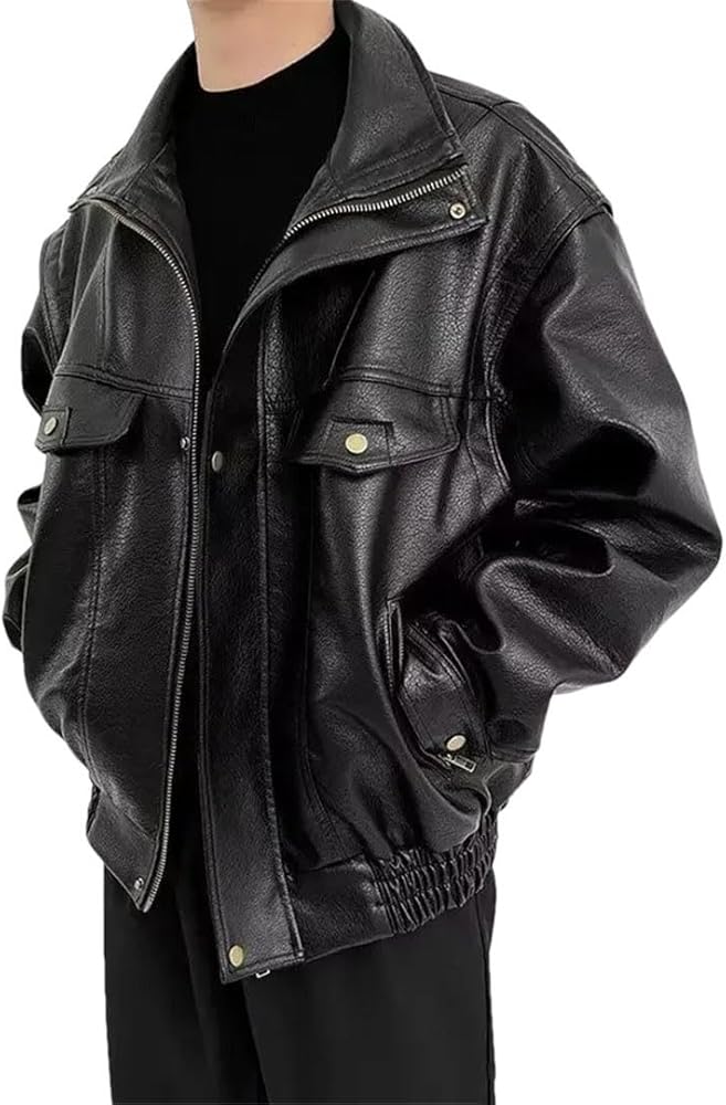 Vintage Loose-Fit Leather Jacket For Style Biker Clothing Heavy