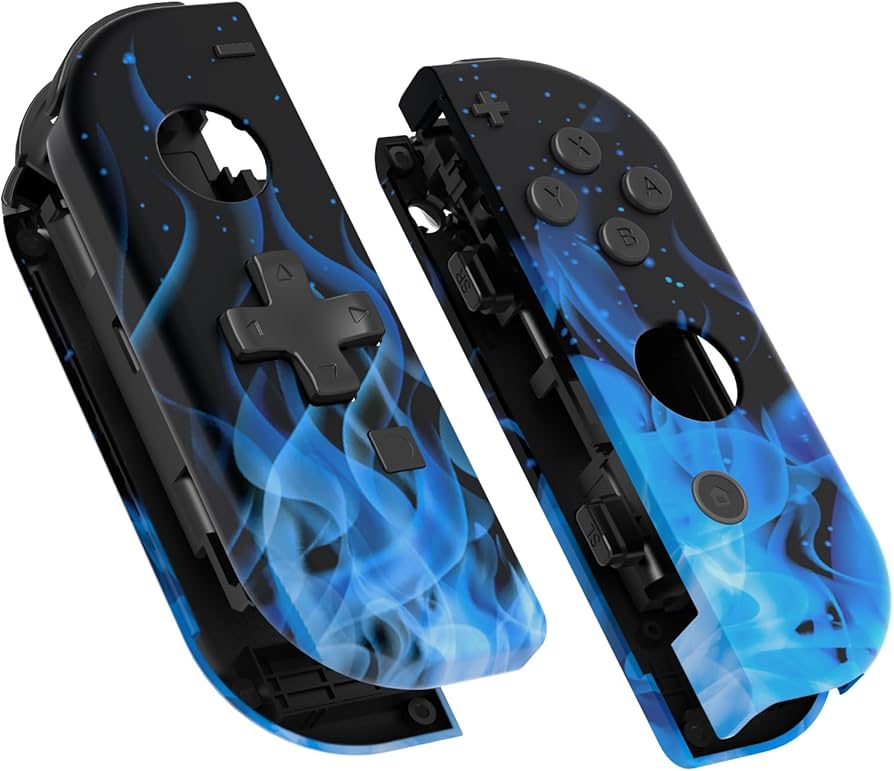 Amazon.com: eXtremeRate Blue Flame Soft Touch Joycon Handheld