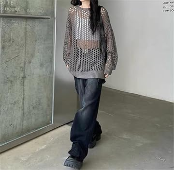 YZNLOQ Women Hollow Out Crochet Knit Tops,Summer See Through Crew