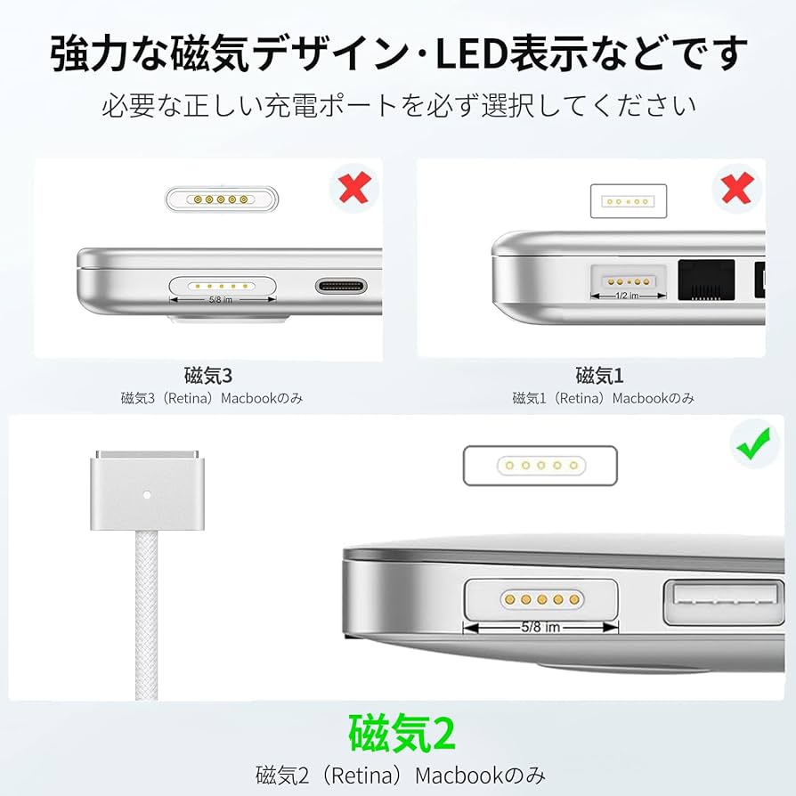 Amazon.co.jp: Macbook Air 用 充電器 45W Mag 2 T 型 互換 電源
